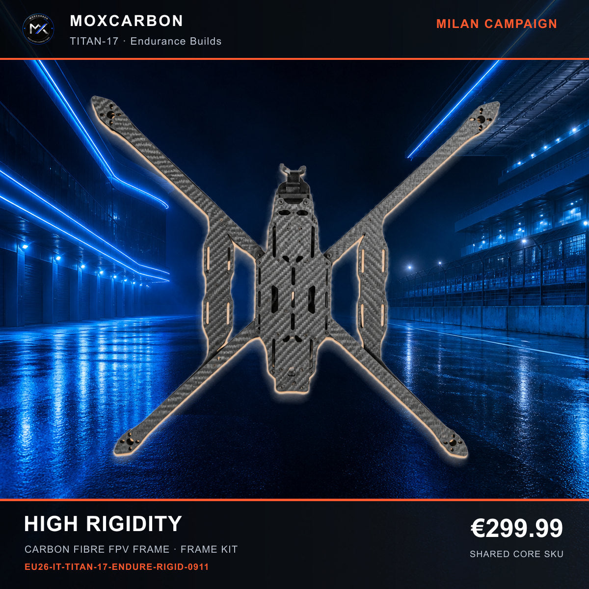 MOX MARK4 Titan GOW 17-Inch Carbon Fibre FPV Frame — Milan High Rigidity 0911 product image