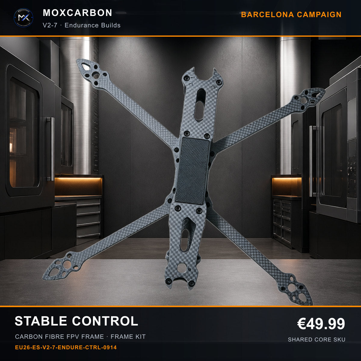MOX MARK4 V2 7-Inch Carbon Fibre FPV Frame — Barcelona Stable Control 0914 product image