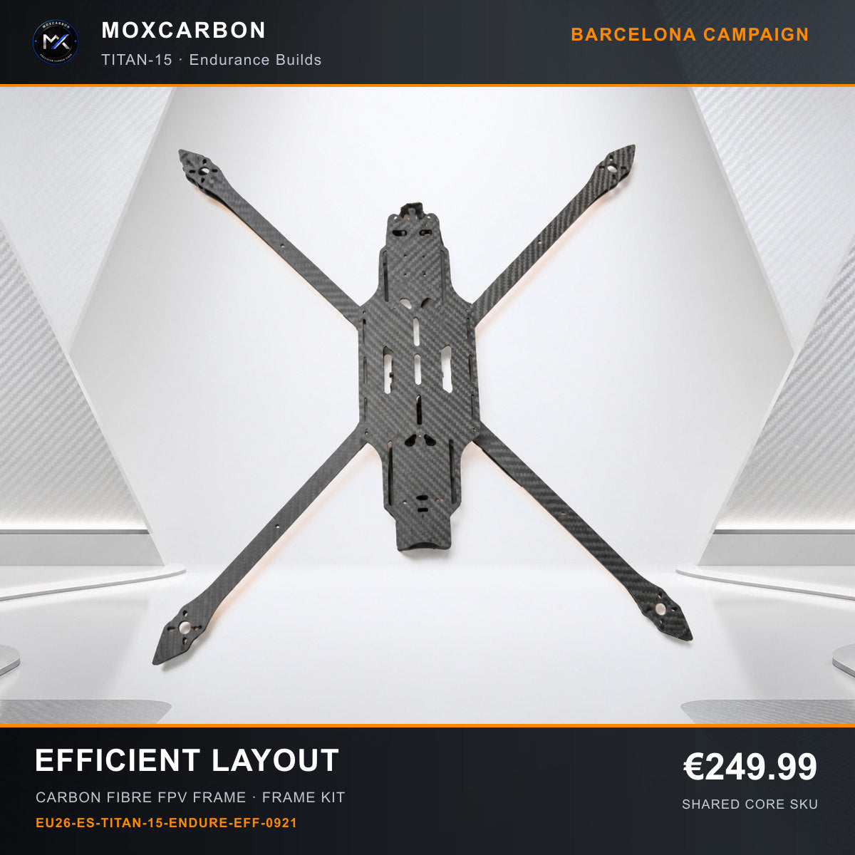 MOX MARK4 Titan GOW 15-Inch Carbon Fibre FPV Frame — Barcelona Efficient Layout 0921 product image