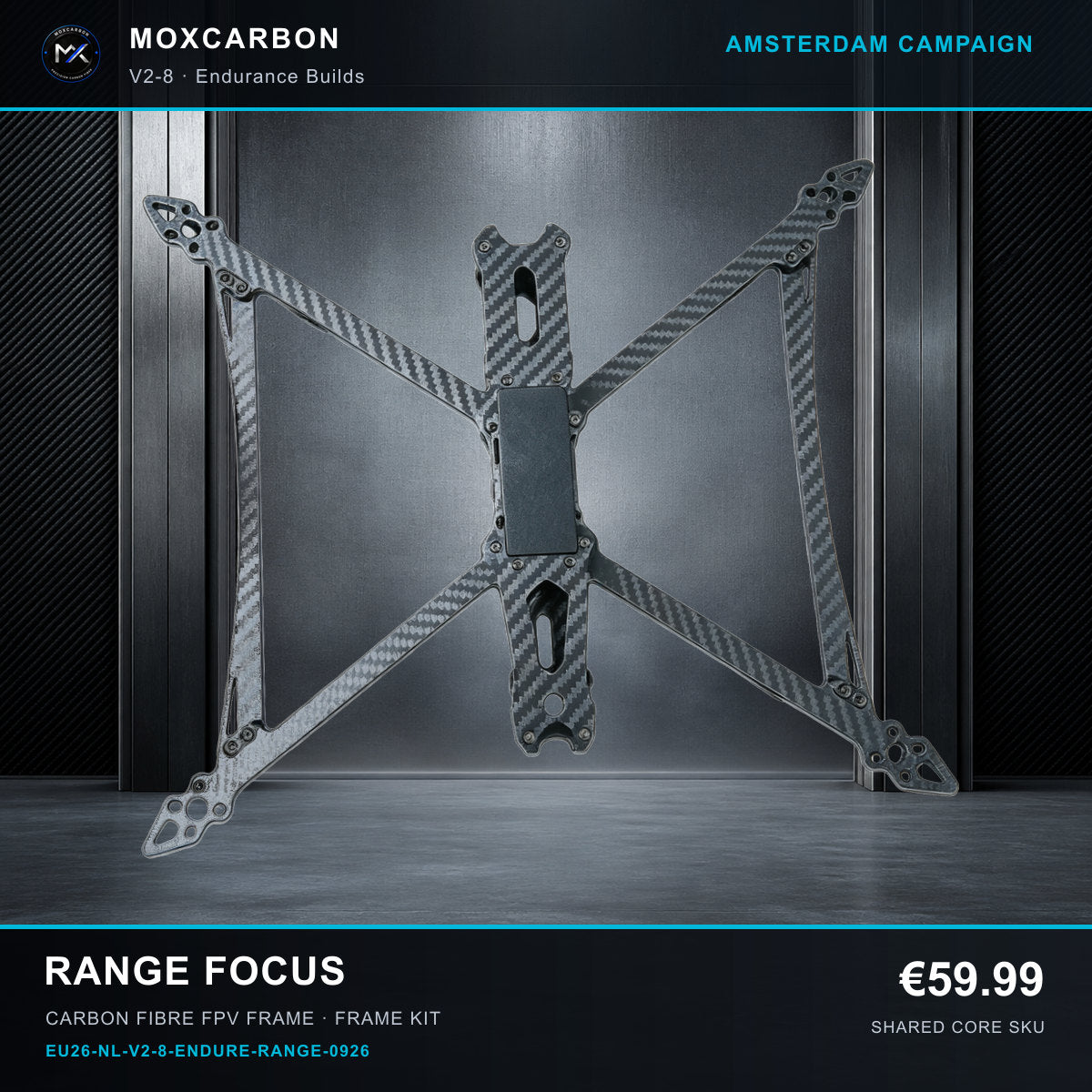 MOX MARK4 V2 8-Inch Carbon Fibre FPV Frame — Amsterdam Range Focus 0926 product image