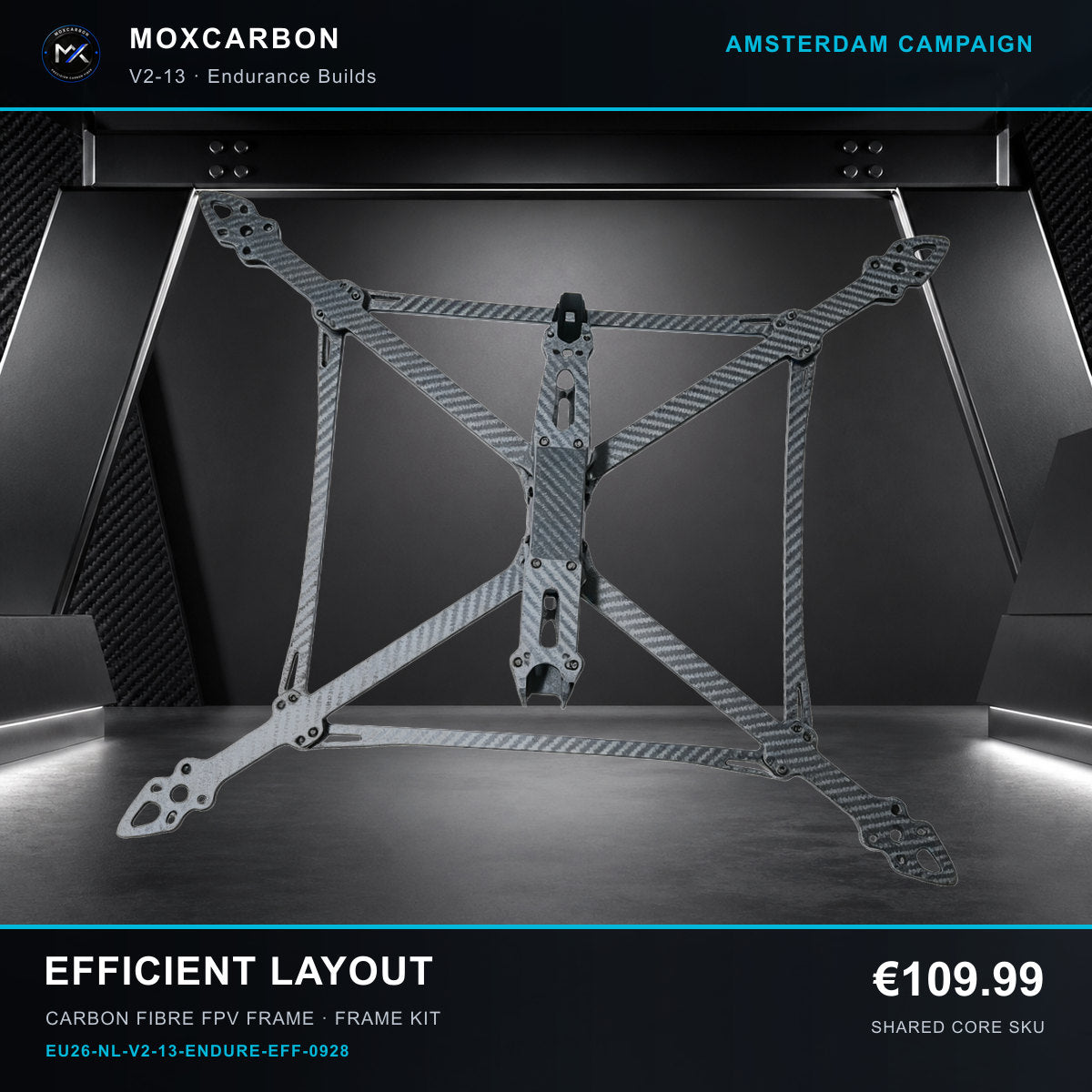 MOX MARK4 V2 13-Inch Carbon Fibre FPV Frame — Amsterdam Efficient Layout 0928 product image