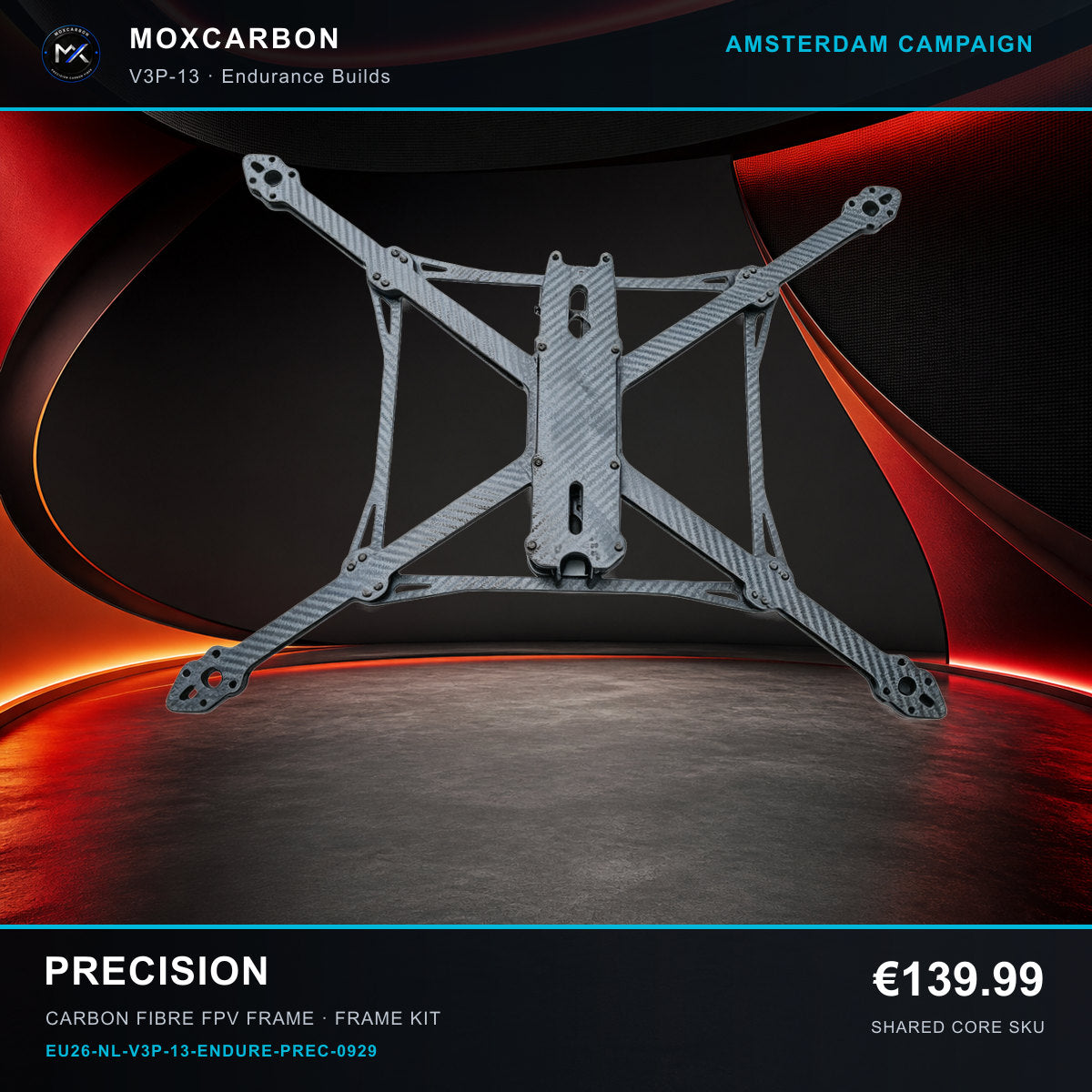 MOX MARK4 V3 Pro 13-Inch Carbon Fibre FPV Frame — Amsterdam Precision 0929 product image