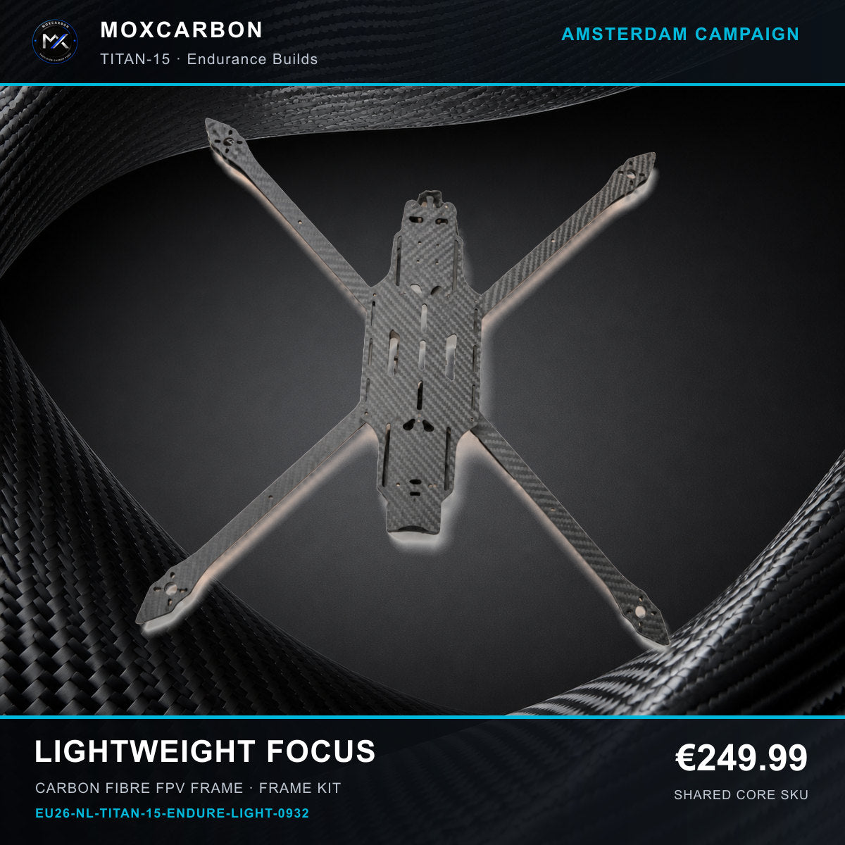 MOX MARK4 Titan GOW 15-Inch Carbon Fibre FPV Frame — Amsterdam Lightweight Focus 0932 product image