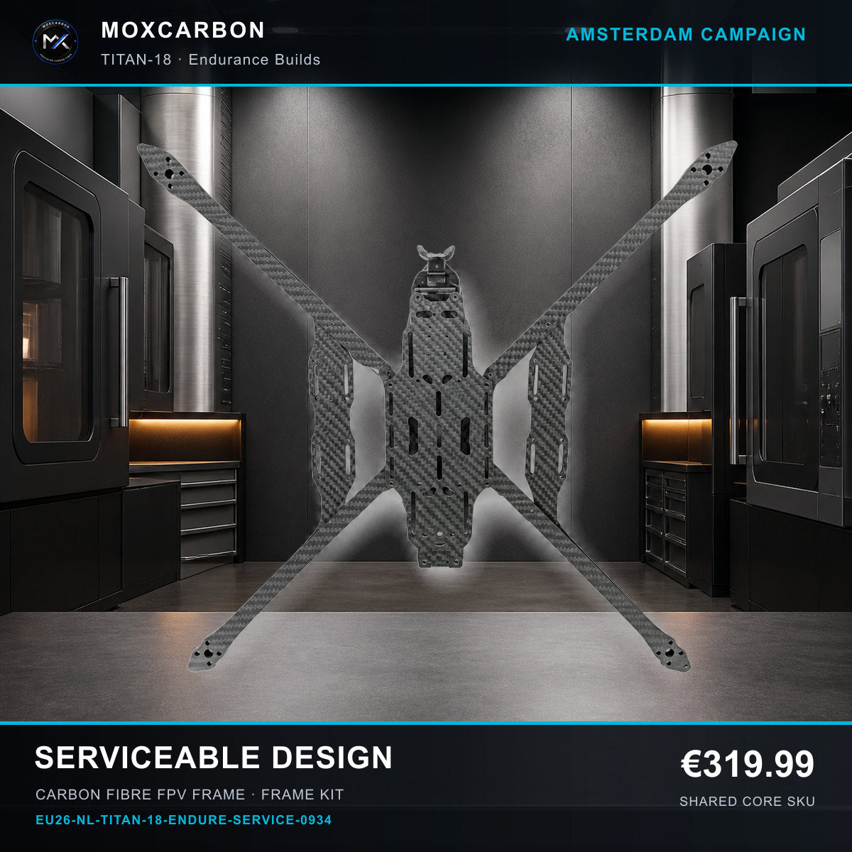 MOX MARK4 Titan GOW 18-Inch Carbon Fibre FPV Frame — Amsterdam Serviceable Design 0934 product image