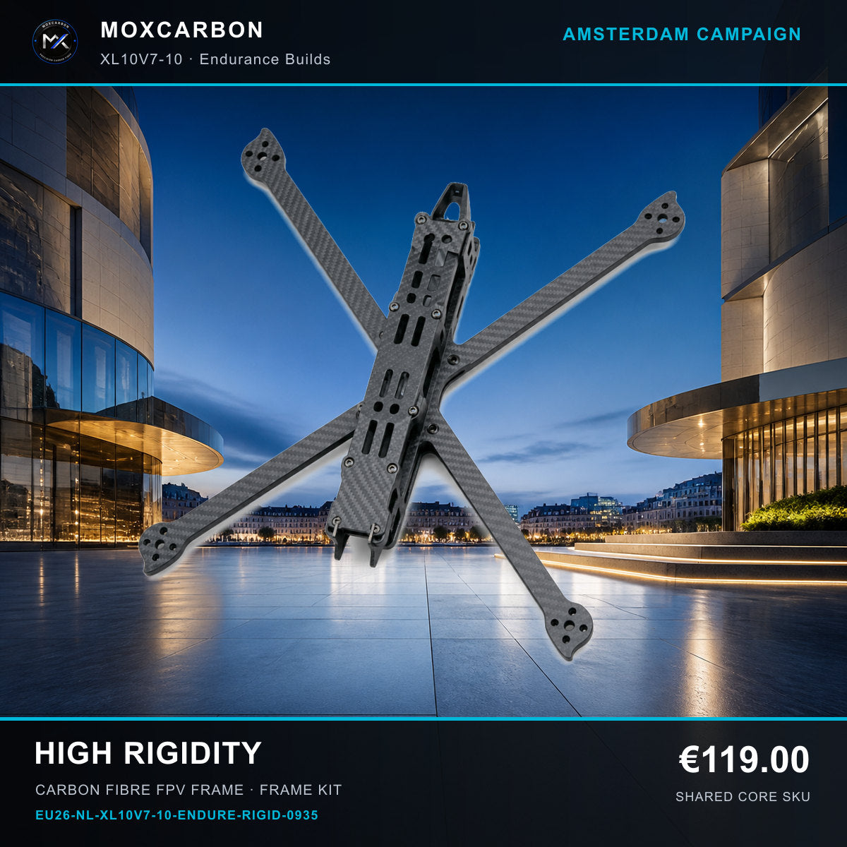 MOX XL10V7 10-Inch Carbon Fibre FPV Frame — Amsterdam High Rigidity 0935 product image