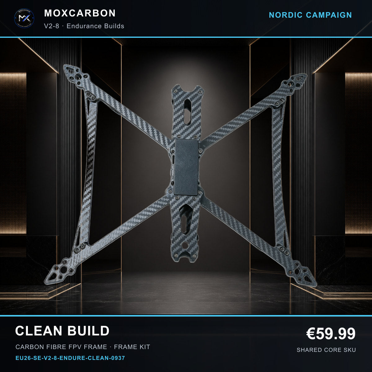 MOX MARK4 V2 8-Inch Carbon Fibre FPV Frame — Nordic Clean Build 0937 product image