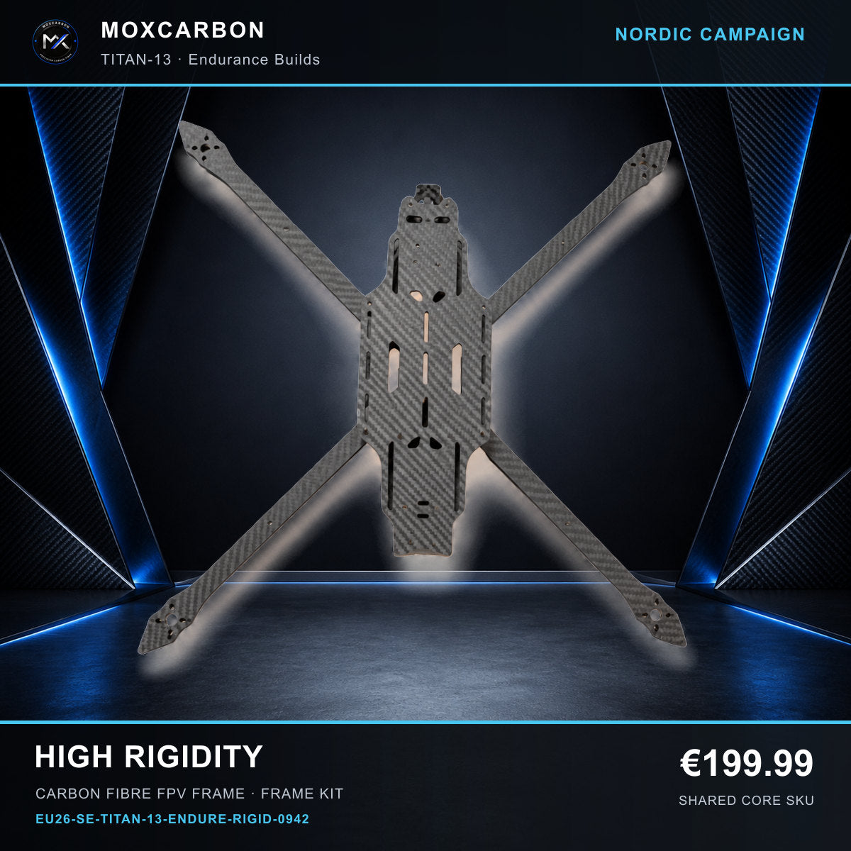 MOX MARK4 Titan GOW 13-Inch Carbon Fibre FPV Frame — Nordic High Rigidity 0942 product image