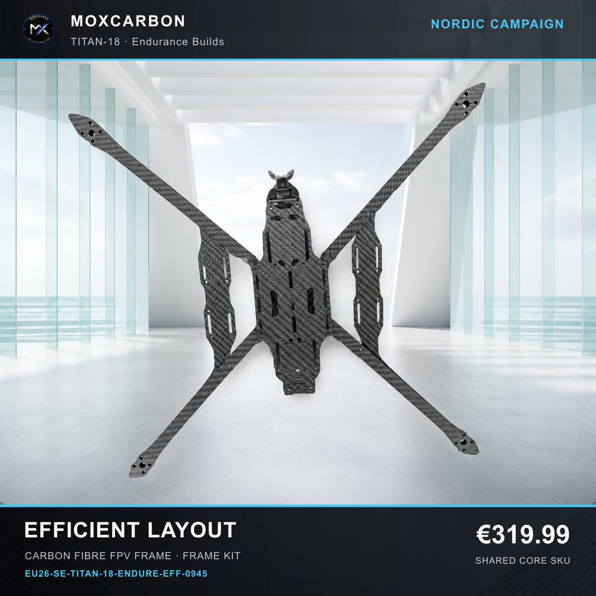 MOX MARK4 Titan GOW 18-Inch Carbon Fibre FPV Frame — Nordic Efficient Layout 0945 product image