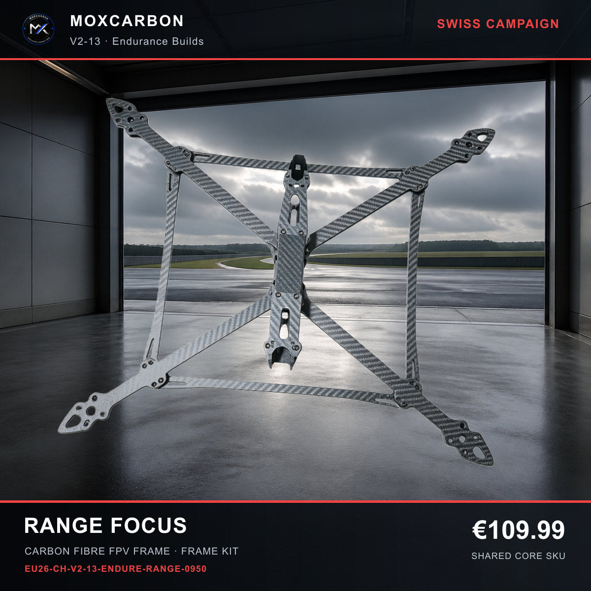 MOX MARK4 V2 13-Inch Carbon Fibre FPV Frame — Swiss Range Focus 0950 product image