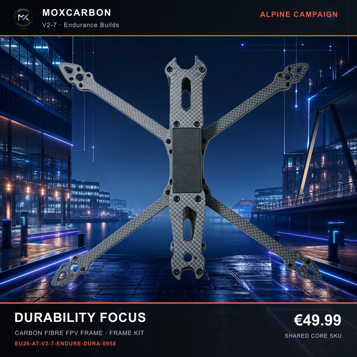 MOX MARK4 V2 7-Inch Carbon Fibre FPV Frame — Alpine Durability Focus 0958 product image