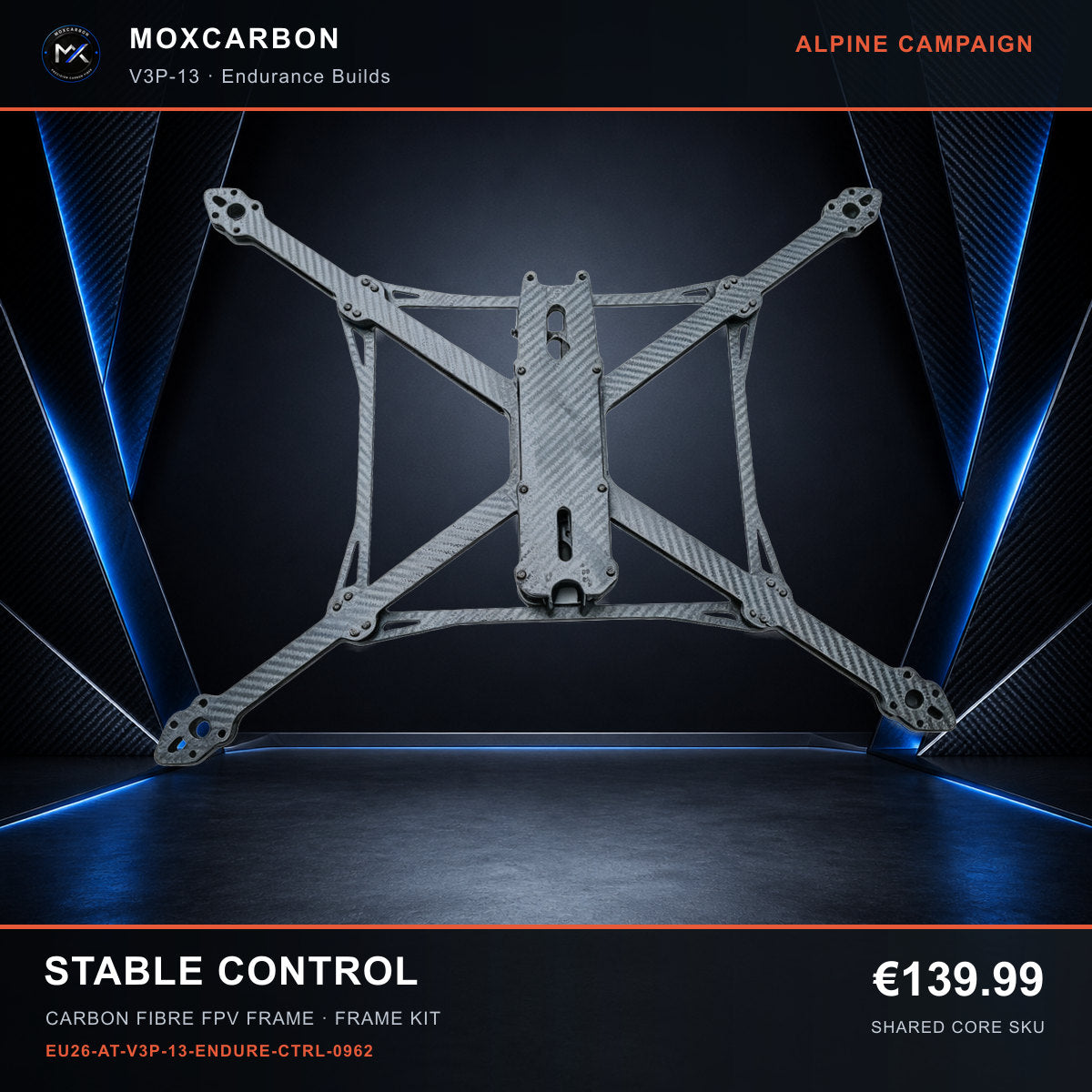 MOX MARK4 V3 Pro 13-Inch Carbon Fibre FPV Frame — Alpine Stable Control 0962 product image