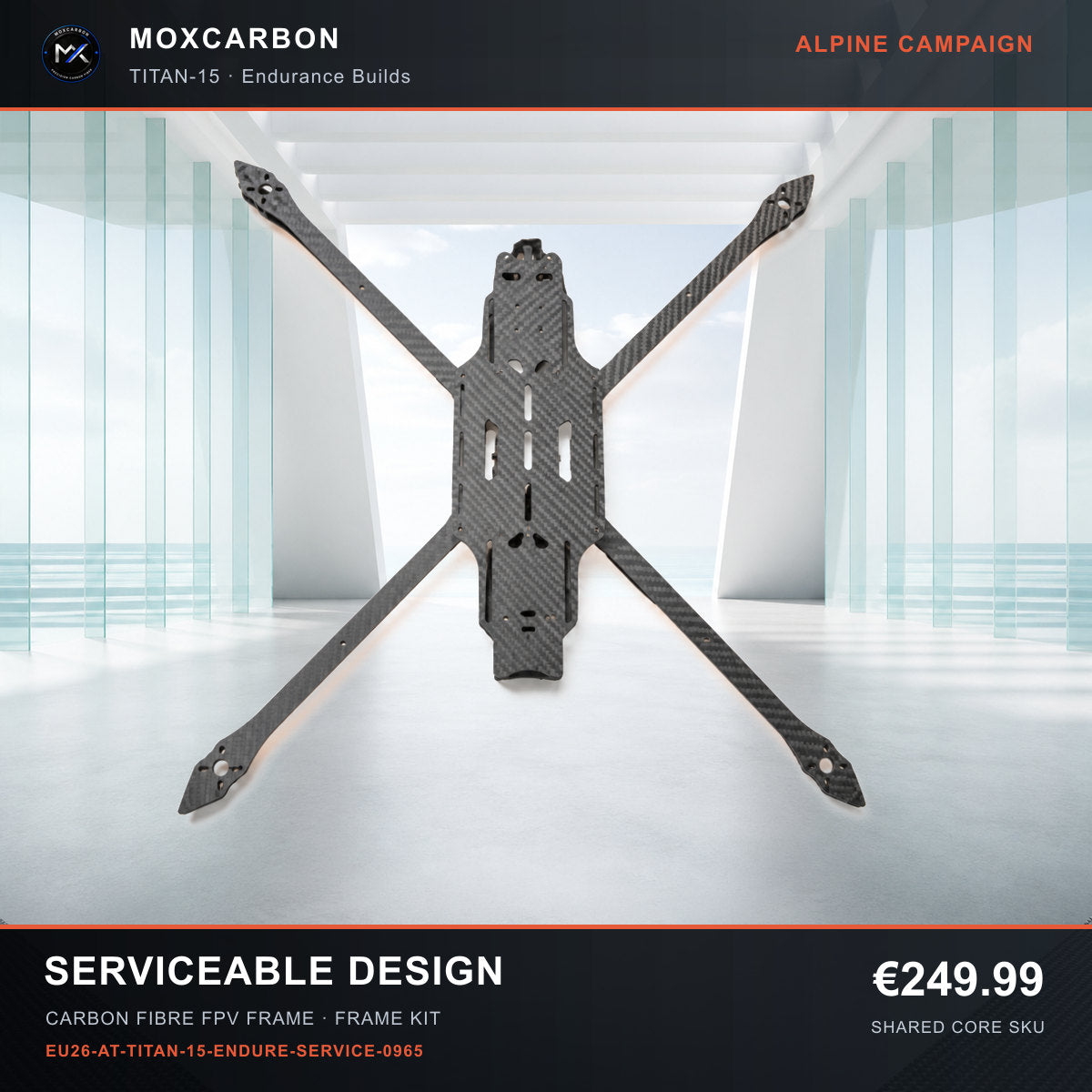 MOX MARK4 Titan GOW 15-Inch Carbon Fibre FPV Frame — Alpine Serviceable Design 0965 product image