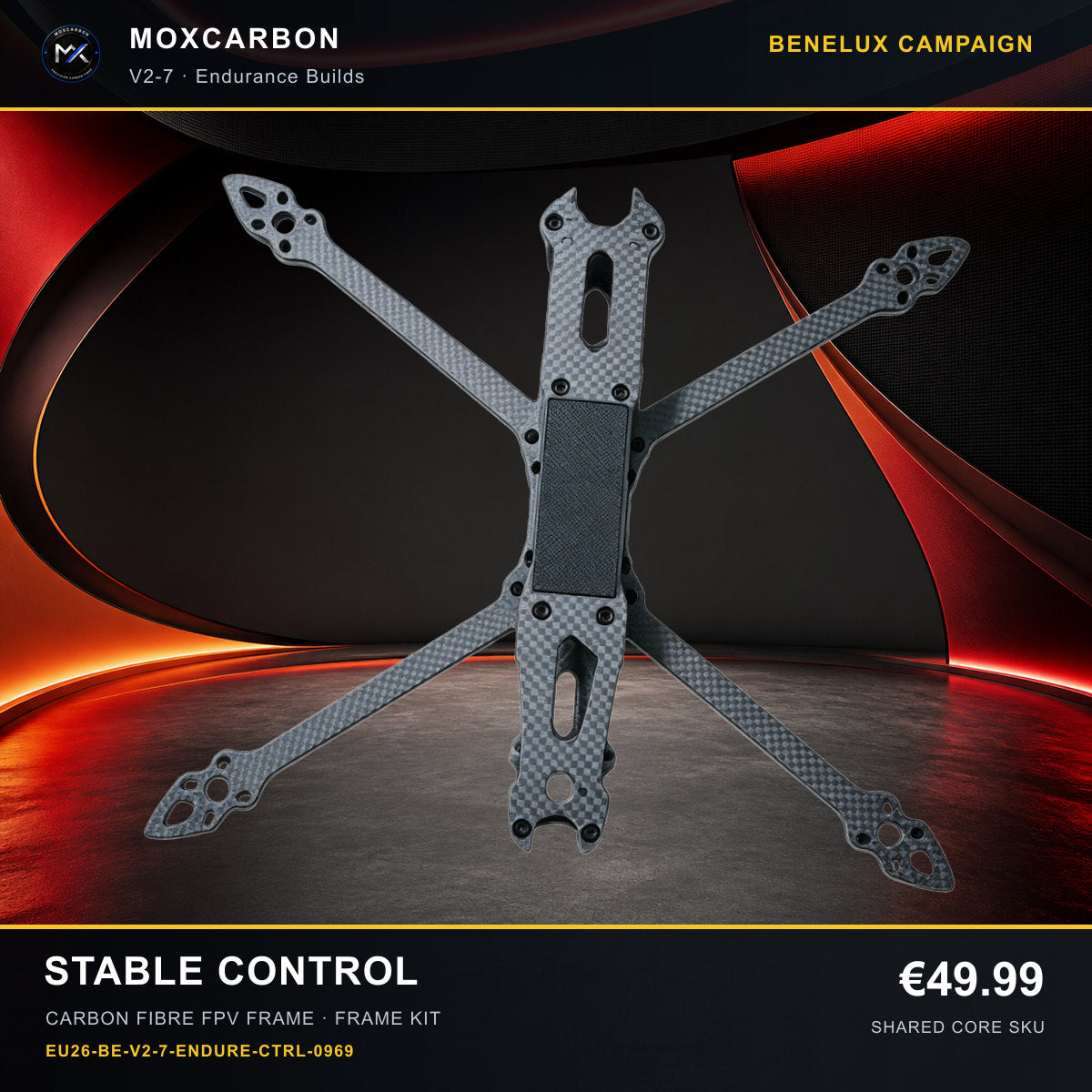 MOX MARK4 V2 7-Inch Carbon Fibre FPV Frame — Benelux Stable Control 0969 product image