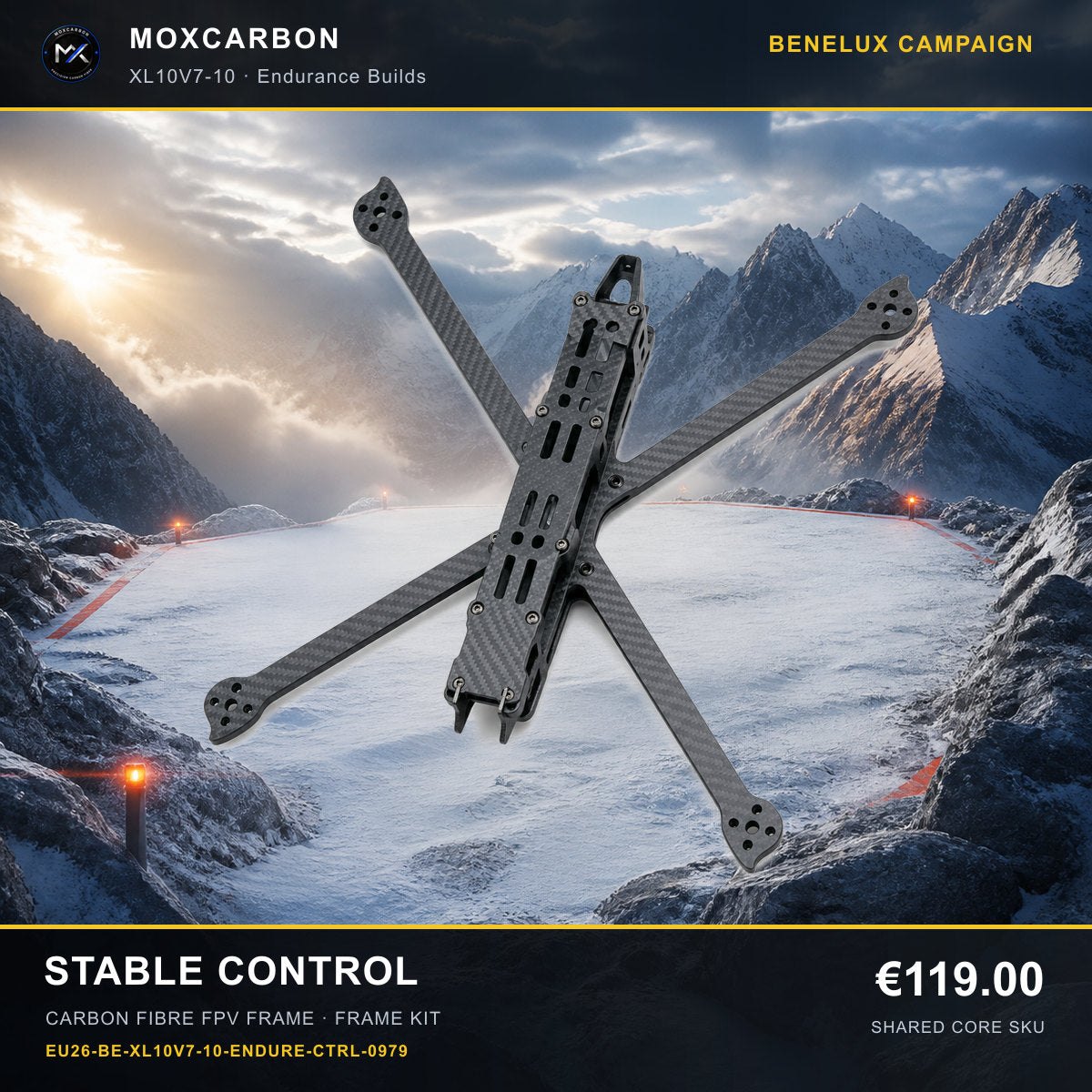 MOX XL10V7 10-Inch Carbon Fibre FPV Frame — Benelux Stable Control 0979 product image