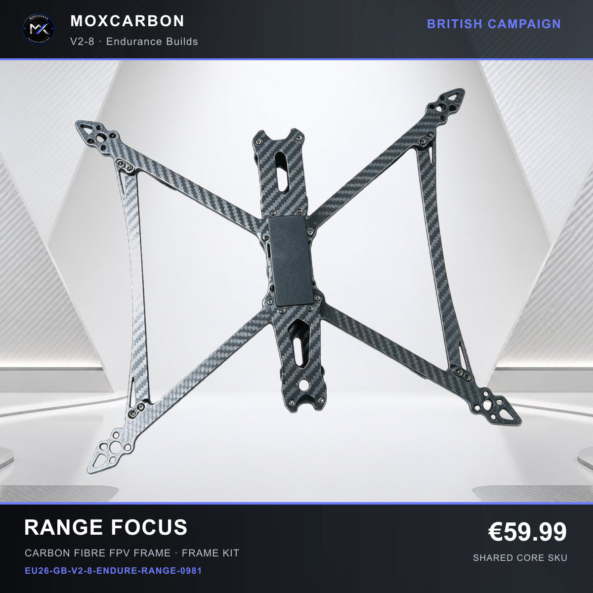 MOX MARK4 V2 8-Inch Carbon Fibre FPV Frame — British Range Focus 0981 product image