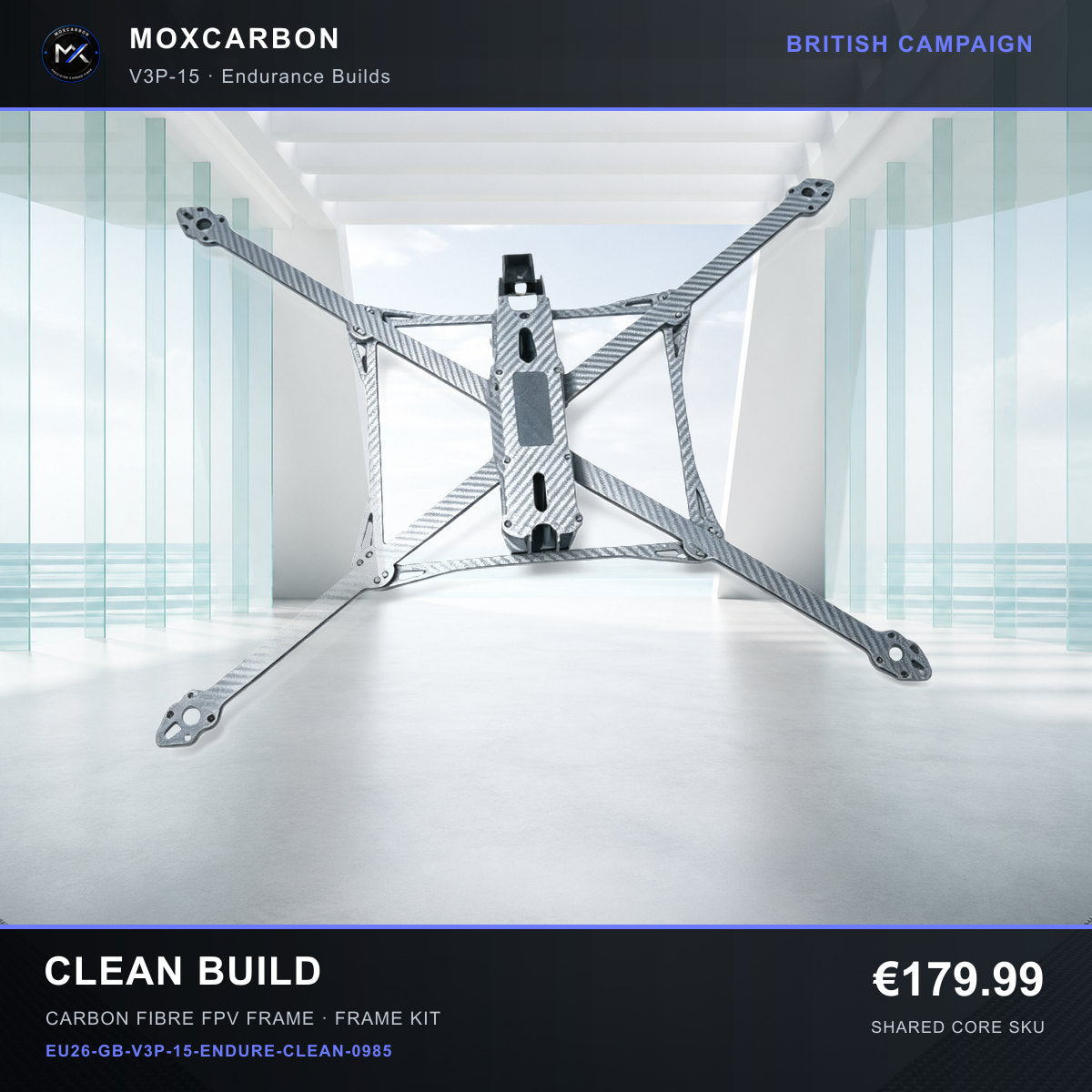 MOX MARK4 V3 Pro 15-Inch Carbon Fibre FPV Frame — British Clean Build 0985 product image