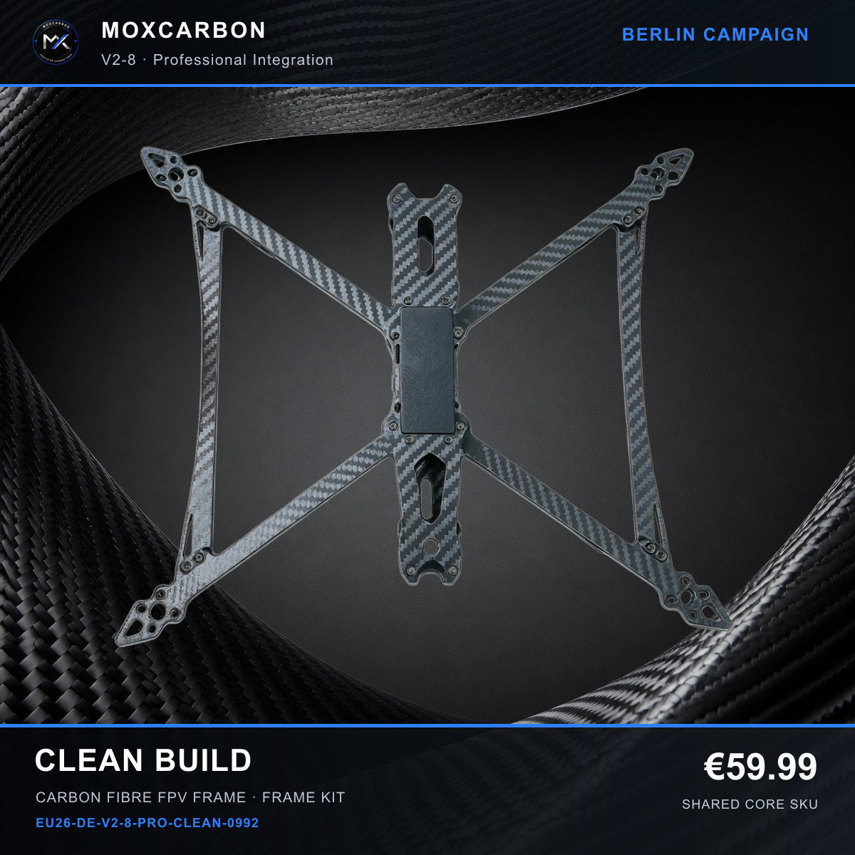 MOX MARK4 V2 8-Inch Carbon Fibre FPV Frame — Berlin Clean Build 0992 product image